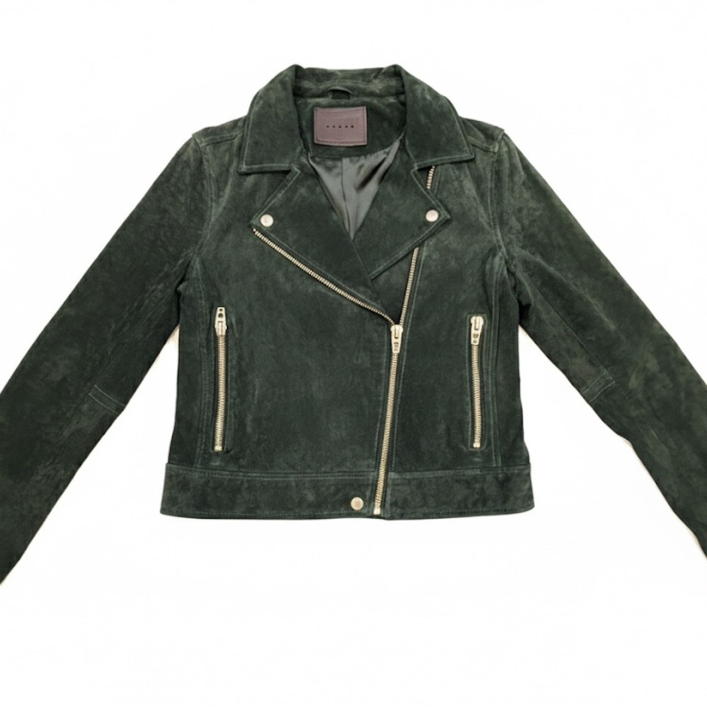 BLANKNYC Dark Green Suede Moto Jacket Size Medium (NWOT) - Picture 2 of 10